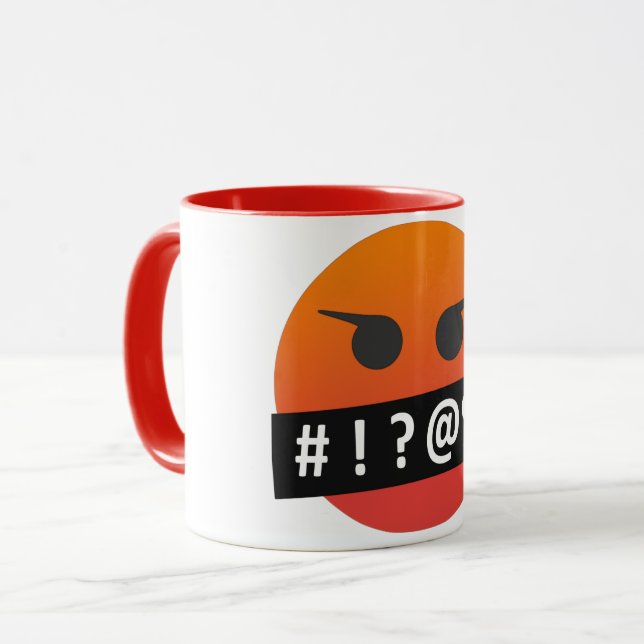 Mug de café Emoji en colère (Devant gauche)