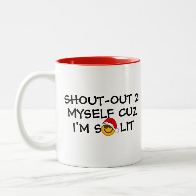Mug de café Emoji Père Noël ivre - Lit Cool deux t (Gauche)