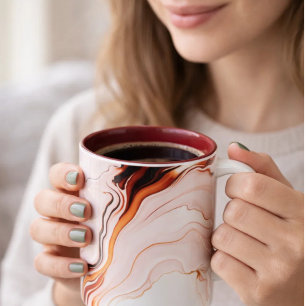 Mug de café en marbre blanc et or et noir de luxe
