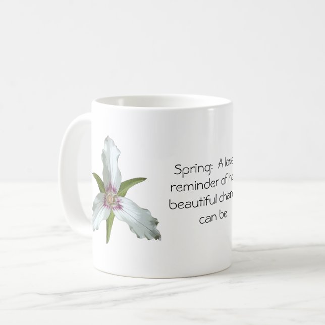 Mug de café Fleur sauvage à ressort Trillium peint (Devant gauche)