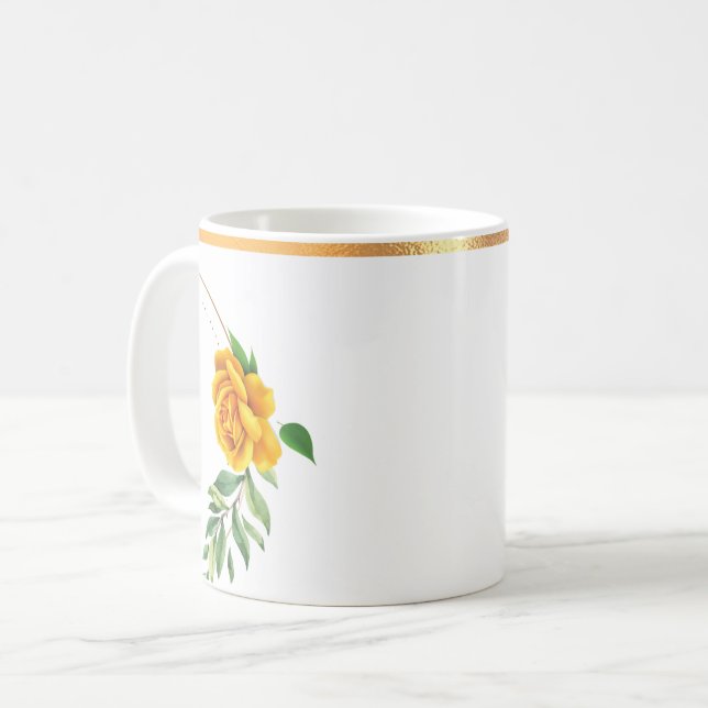 Mug de café floral moulé à l'or rose jaune (Devant gauche)