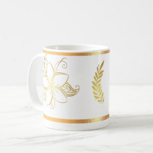 Mug de café Floral rimé en or blanc