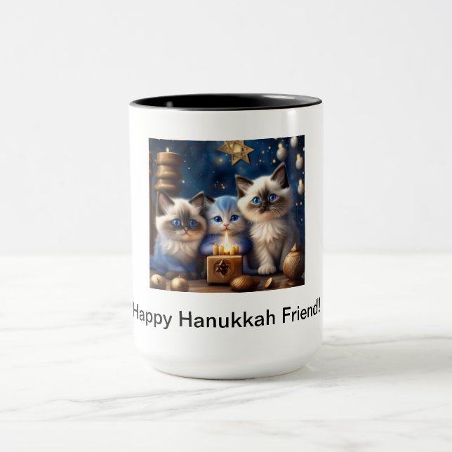 Mug de café Hanoukka avec chats à poupée (Centre)