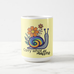 Mug de café joli rétro fleur en arc-en-ciel escarg