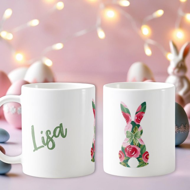 Mug de café lapin de Pâques à fleurs (Floral Easter Bunny Coffee Mug)