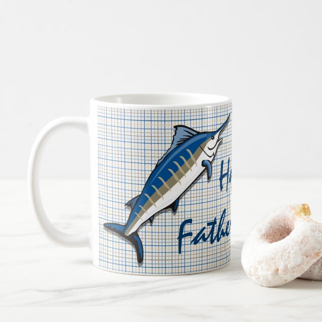 Mug de café - Marlin bleu sur Plaid (Avec donut)