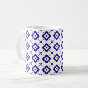 Mug de café Motif en céramique bleu et blanc