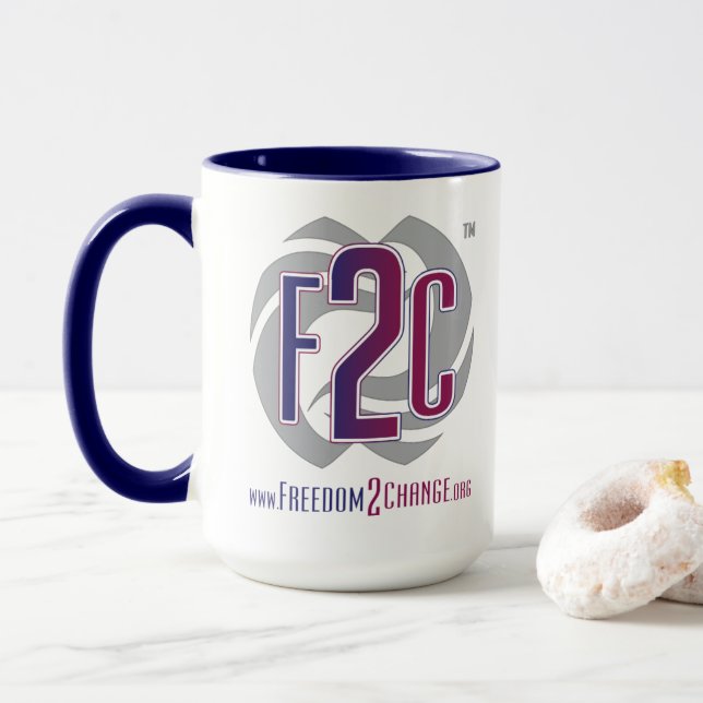 Mug de café motivé Freedom2Change (Avec donut)