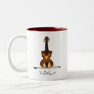 Mug de café Musique d'hibou de violon ViOWLin