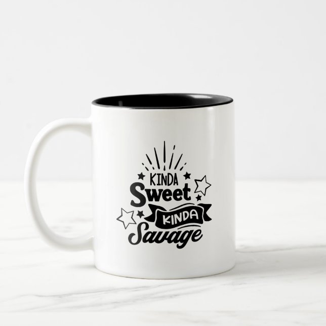 Mug de café noir et blanc avec devis (Gauche)