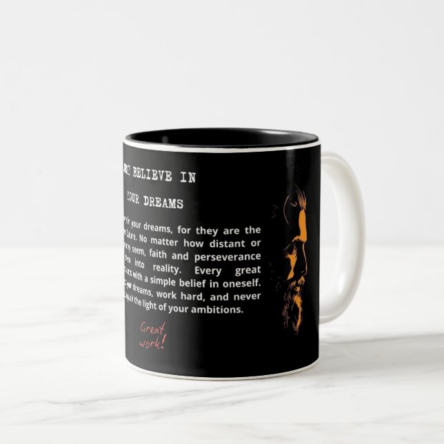 Mug de café noir inspirant (Devant droit)