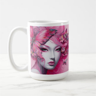 Mug de café papillon rose