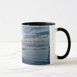 Mug de café sur la plage avec citation inspirante