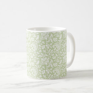 Mug de café vert pâle et floral des années 1860