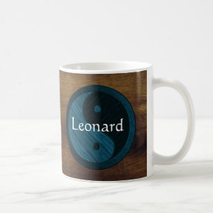 Mug de céréales en bois Yin Yang bleu personnalisé
