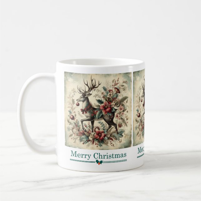 Mug de cerfs de Noël classique (Gauche)