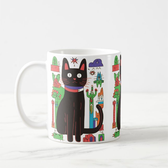 Mug de chat noir joueuse (Gauche)