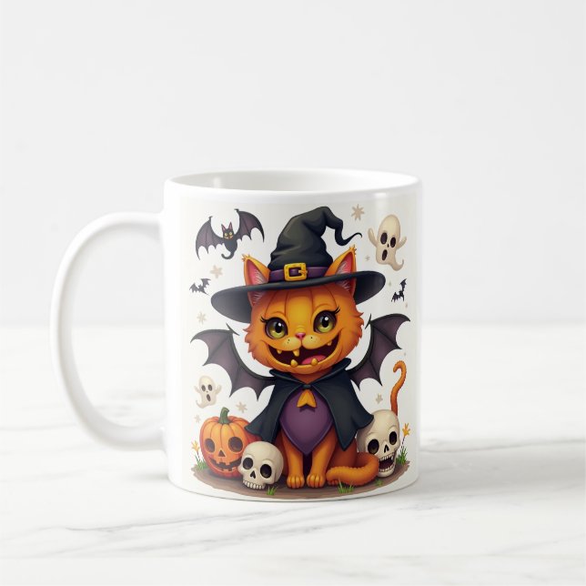 Mug de chat sorcière d'Halloween (Gauche)