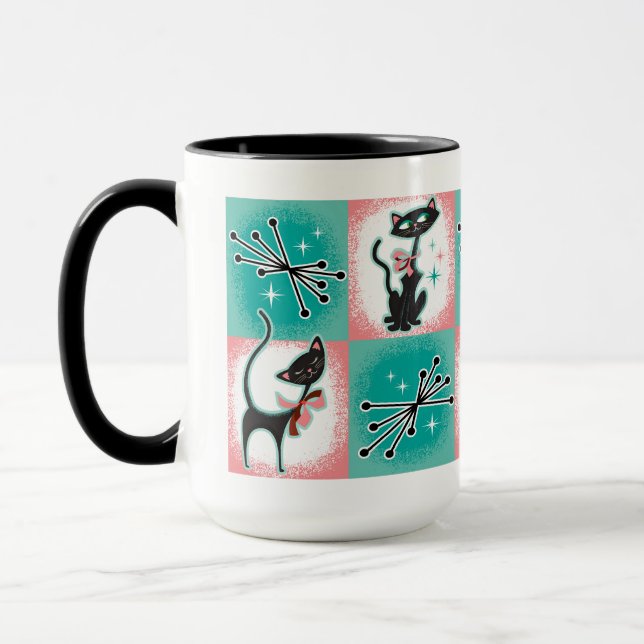 Mug de chats noirs modernes du milieu du siècle (Gauche)