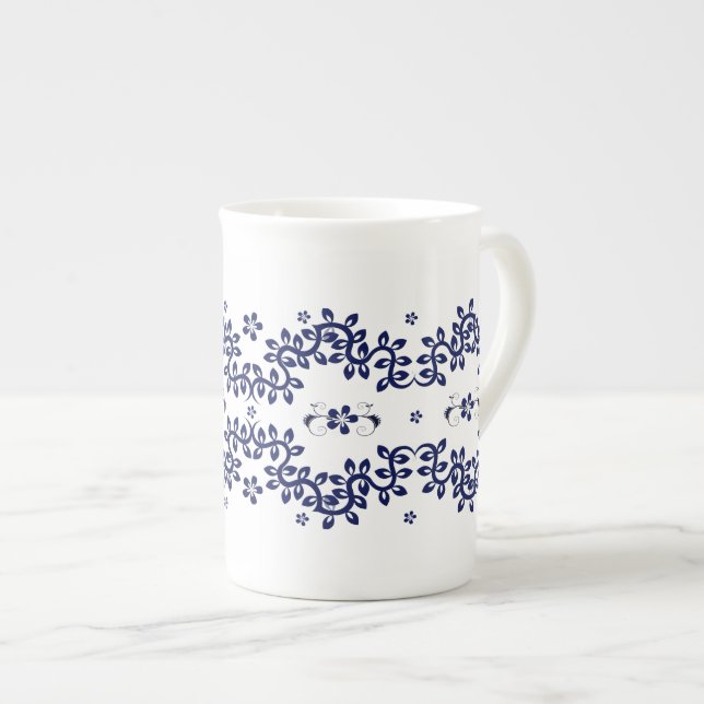 Mug de Chine aux os bleus et blancs - Élégant (Devant droit)