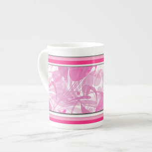 Mug de Chine d'os floraux rose moderne