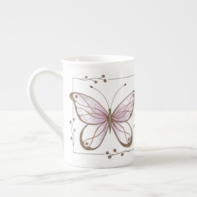 Mug de Chine d'os papillon rose (Gauche)