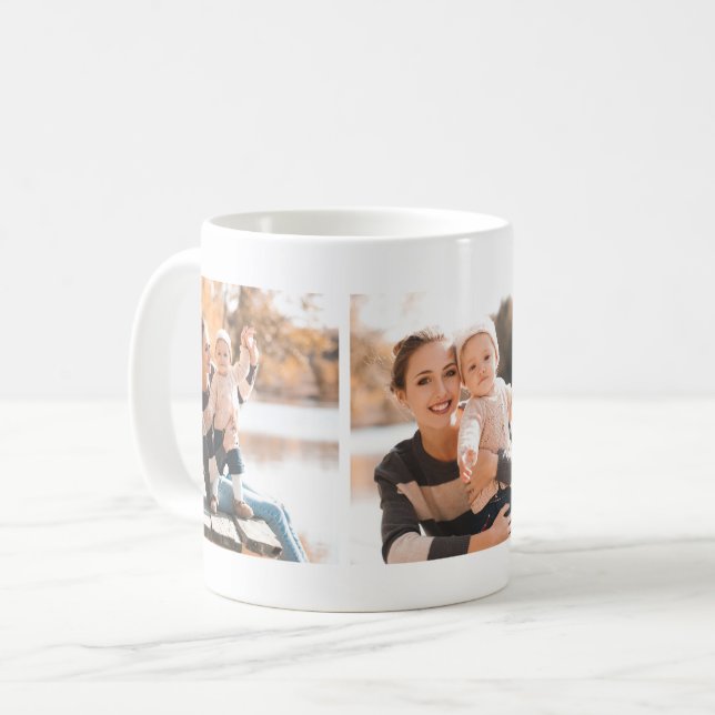 Mug de collage classique à trois photos (Devant gauche)