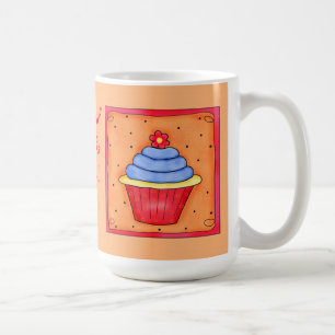 Mug de cupcake orange et bleu
