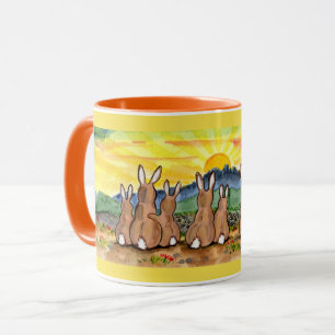 Mug de design brillant de la famille de lapin Sunr