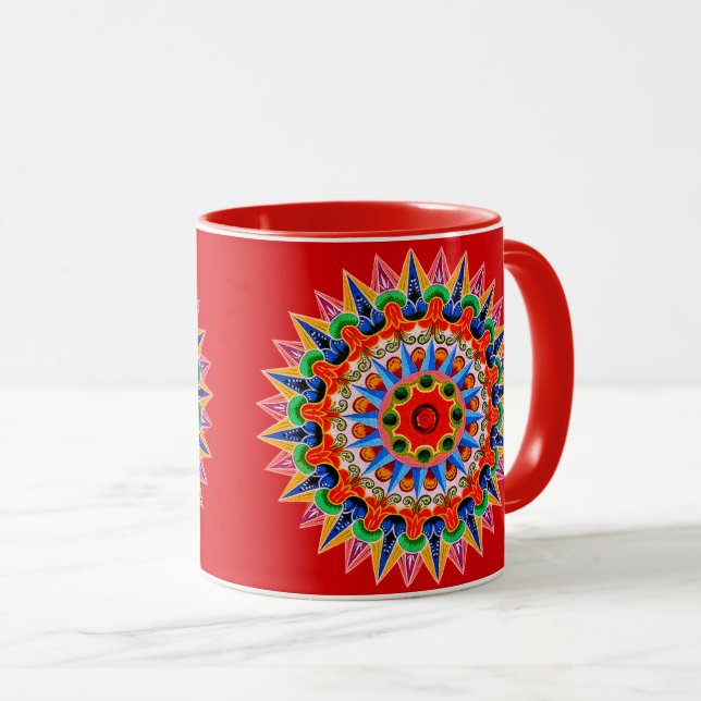 Mug de design de folklore coloré (Devant droit)