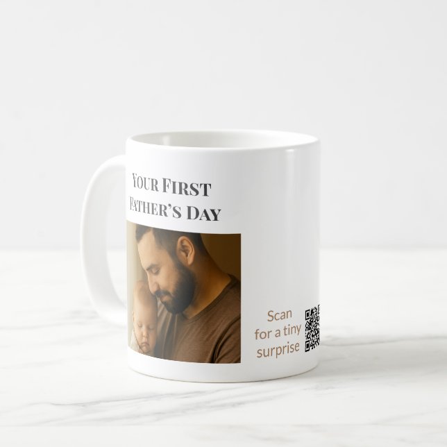 Mug de fête du premier père personnalisé avec code (Devant gauche)