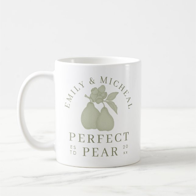 Mug de Fiançailles Vert Sauge Parfait Poire (Gauche)