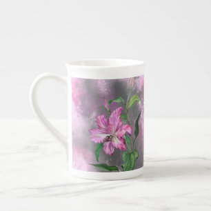 Mug de fleurs de Lys rose pourpre - Peinture