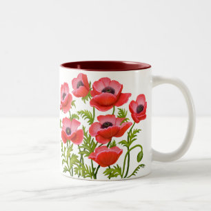 Mug de fleurs de pavot du jardin rouge
