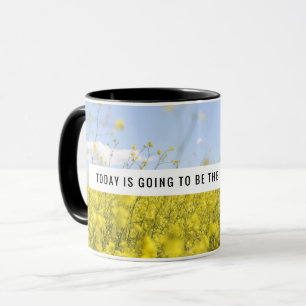 Mug de fleurs jaunes motivationnelles