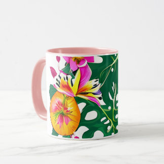 Mug de fleurs tropicales : la gorgée d'élégance de
