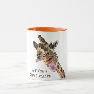Mug de girafe drôle SMile - Texte personnalisé