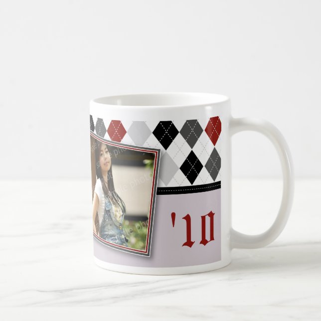 Mug de graduation de Jacquard de préppy (schéma gr (Droite)