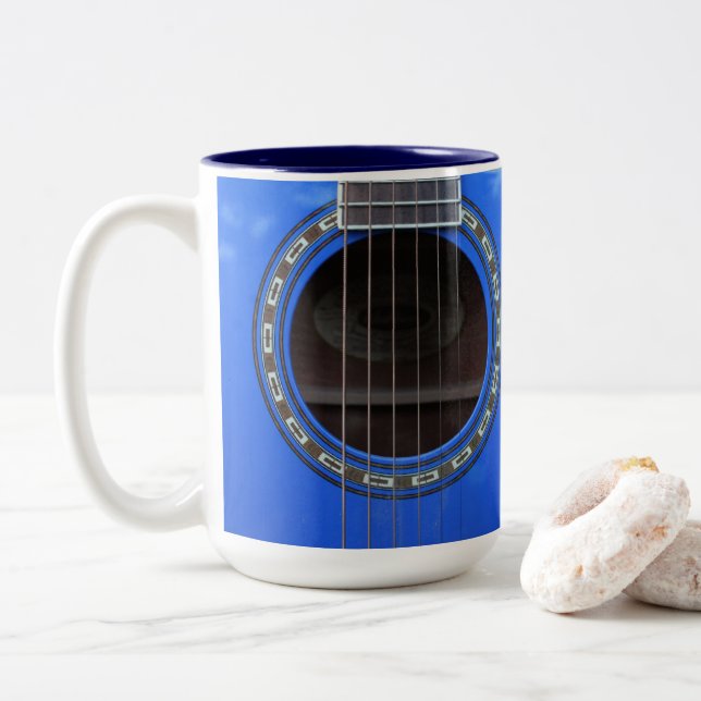 Mug de guitare acoustique bleu personnalisé (Avec donut)