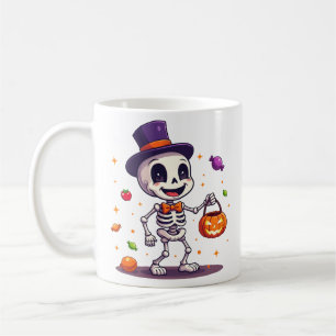 Mug de Halloween avec un squelette mignon et des b