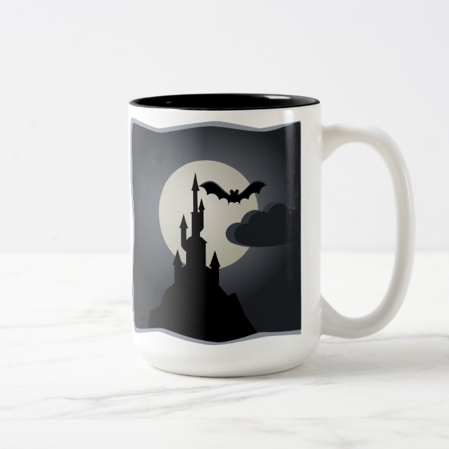 Mug de Halloween Château, Chauve-Souris et Pleine  (Droit)