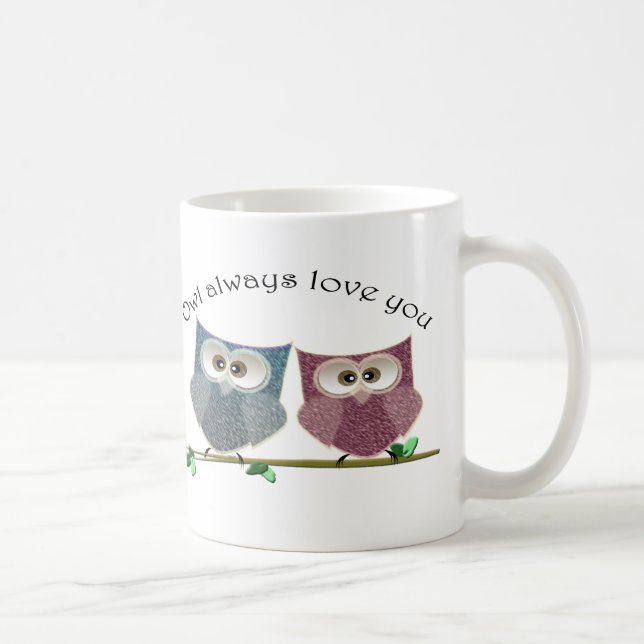 Mug De hibou amour toujours vous, art mignon de hiboux (Droite)