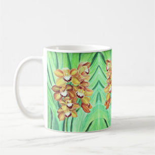 Mug de la Coupe du Café - Orchidées orange et jaun