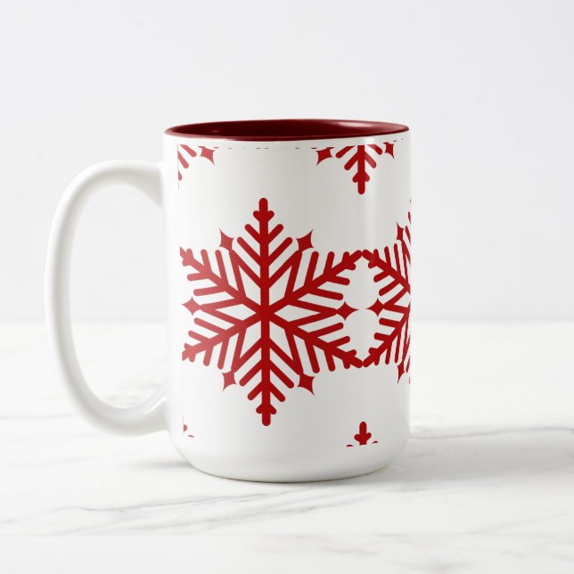Mug de la fête des flocons rouges de Noël des enfa (Gauche)