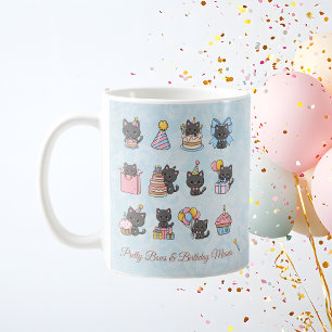 Mug de la fête d'un chat noir Kawaii Fête à moi