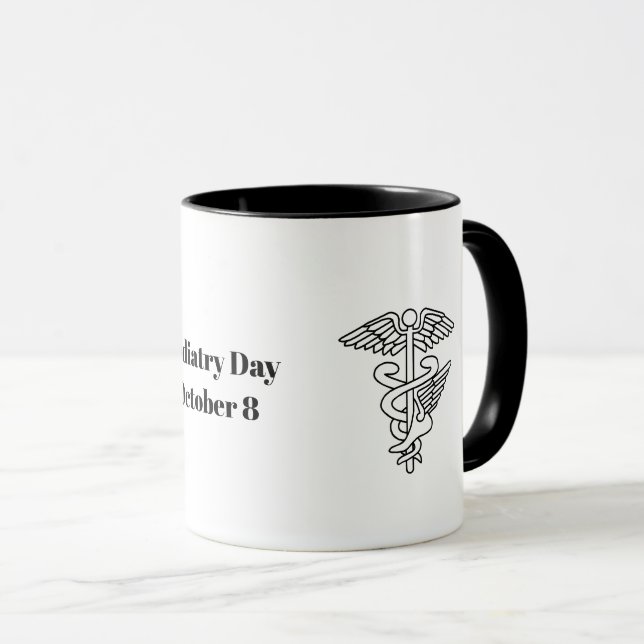 Mug de la Journée de la Podiatrie avec Symboles Mé (Devant droit)