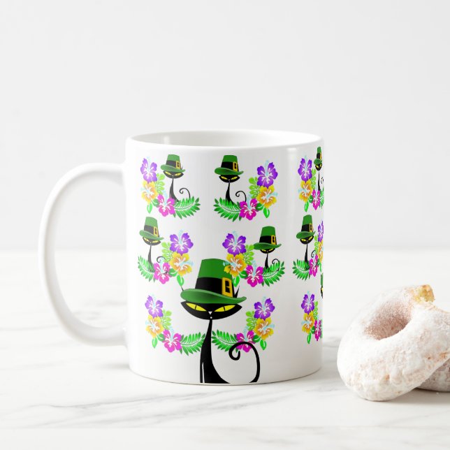 Mug de la Saint-Patrick Chat (Avec donut)