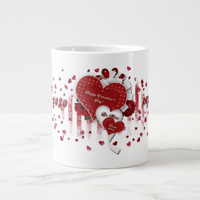 Mug de la Saint Valentin - Coeurs XOXO (Devant)