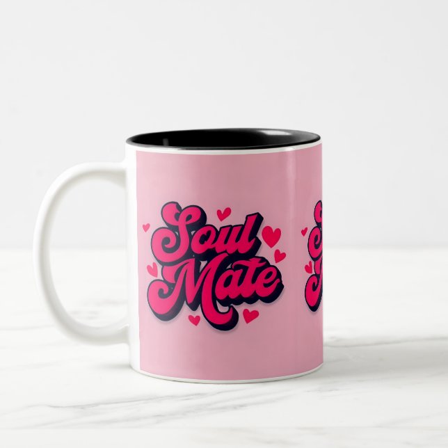 Mug de l'Âme - Coupe de café de l'amour rose et ro (Gauche)