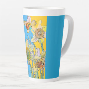 Mug de latte Turquoise à feuilles gaufrées jaune
